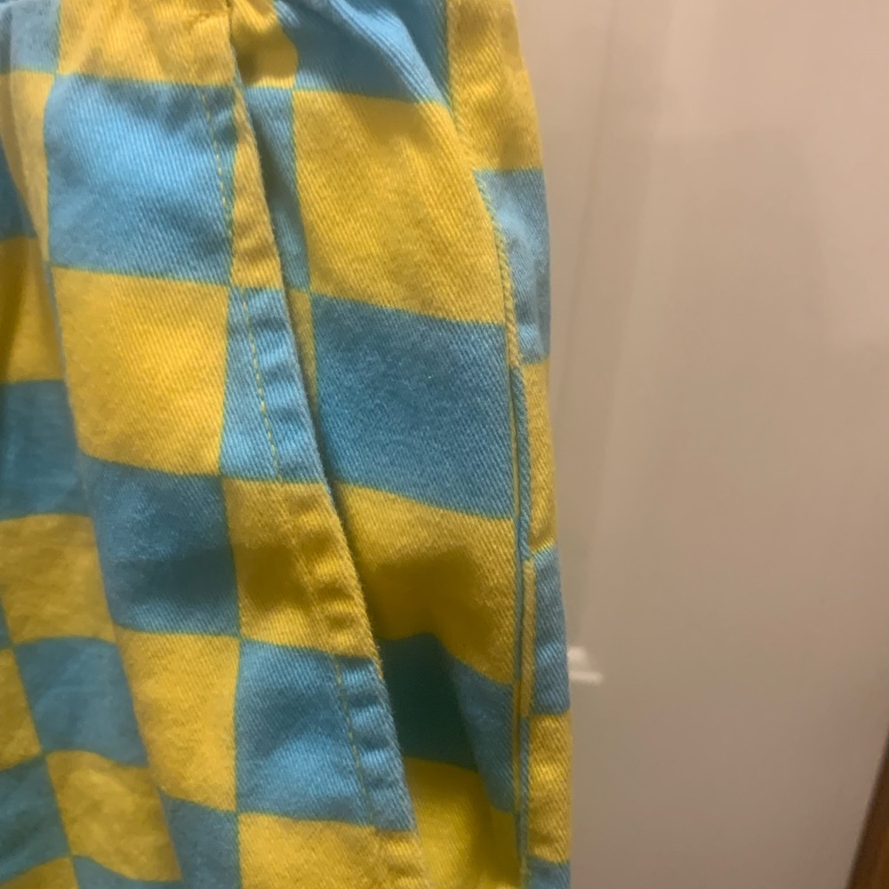 Forever 21 checkered shorts yellow / blue XL - Picture 3 of 4